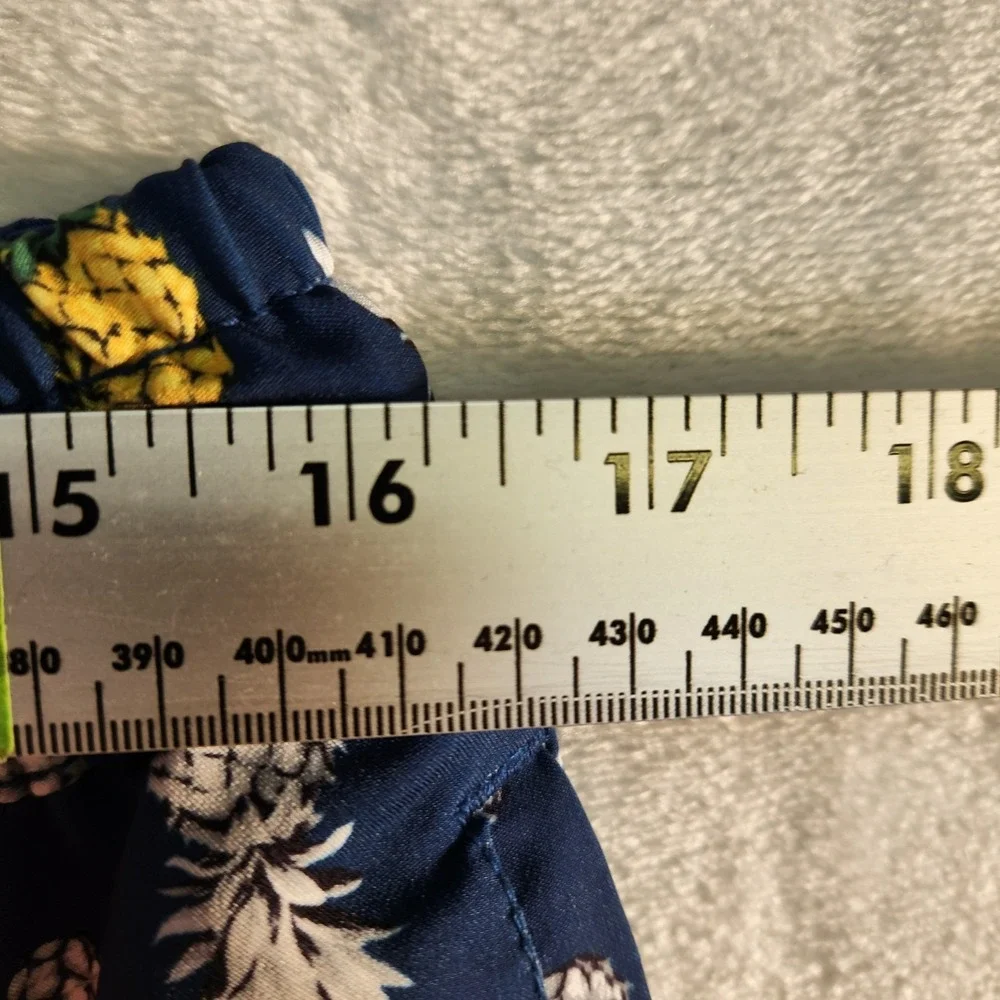 Sperry Mens Navy Pineapple Print Swim Trunk Shorts Sz L Elastic Waist Drawstring